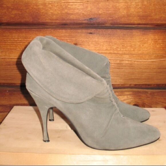 Gray Suede Ankle Booties - Picture 1 of 7